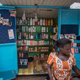 A shop sells skin-lightening products in Accra on July 3, 2018. Africa is experiencing a massive trend of skin bleaching, also called lightening or whitening, particularly in teenagers and young adults. The widening phenomenon is laden with health risks. In 2016, Government of Ghana banned hydroquinone, the main chemical component used in numerous skin-bleaching products, however, lots of different beauty brands are still promoting a lighter tone or a clarifying effect after its use.